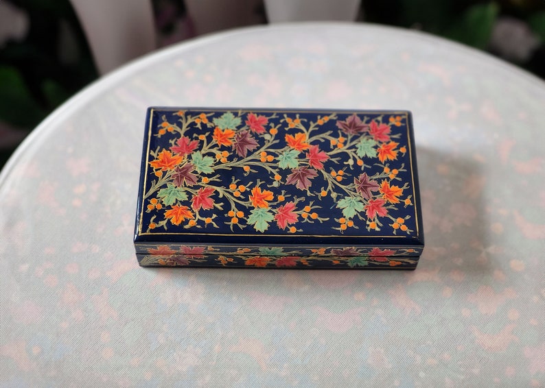 Hand-Painted Velvet Ring Box: A Timeless Treasure for Precious Moments image 1