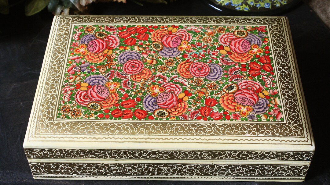 Arts and Crafts Hand Painted Box, A Bridal Shower Gift Keepsake Box One ...
