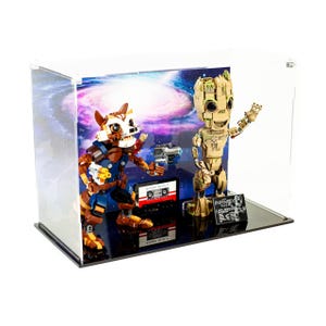 Vitrina acrílica premium para LEGO Marvel Groot y Rocket
