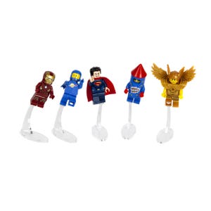 Soportes articulados para minifiguras de acrílico transparente (paquete de 5)