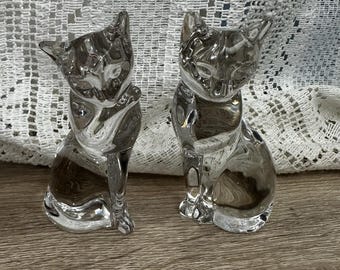 Vintage Lenox Klare Kristall sitzende Katze Kitty 4,5 "Figuren 1993 Briefbeschwerer