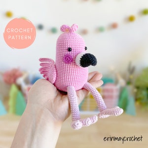 Crochet Flamingo Pattern, Amigurumi Flamingo Pattern, Fanny the Flamingo Amigurumi Crochet Pattern by erinmaycrochet - bird, animal
