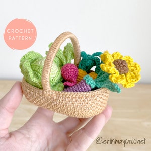 Farmers Market Basket Crochet Pattern by erinmaycrochet