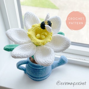 Crochet Flower Pattern: Amigurumi Daffodil, Bee, Pot (PDF Pattern)