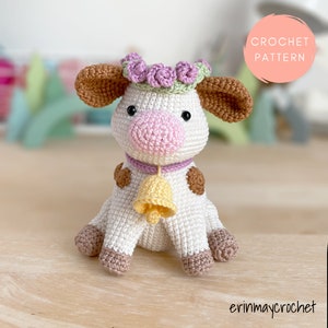 Crochet Cow Pattern, Amigurumi Cow Pattern, Clover the Cow pattern by erinmaycrochet - amigurumi PDF file, farm, barnyard, animal