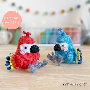 Parrot Crochet Pattern, Amigurumi Parrot Pattern, Percy the Parrot Amigurumi Crochet Pattern by erinmaycrochet - bird, animal