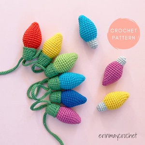 Patrón de guirnalda de luces centelleantes a crochet: Decoración navideña amigurumi (Patrón PDF)