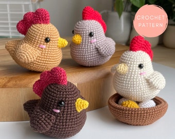 Crochet Chicken Pattern, Amigurumi Chicken Pattern, Olive the Chicken pattern by erinmaycrochet - amigurumi PDF file, hen, bird, nest, eggs