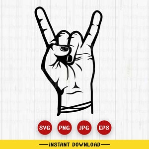 Rock and Roll SVG | Rocknroll Hand sign Svg| Rock Hand SVG| Rock n Roll | Hand Sign Svg| Vector, Png, Cut files, Clipart