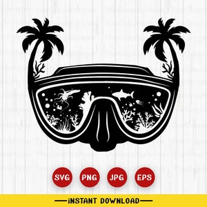 Tropical Scuba Goggles  Svg| Scuba Diver Goggles Svg| Diving Svg| Free Diving Svg | svg , Png, Vector, Clipart, Cut files