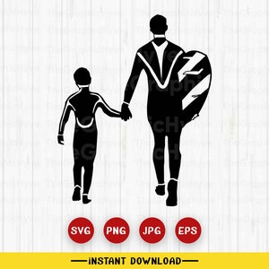 Surfer Dad with Son svg | Surfer Dad svg | Surfer svg | Cool Dad svg | DadLife svg | KidLife svg | Surfer Son svg| Cool Son svg| Dad And Son