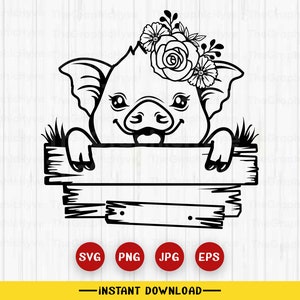 Peeking Baby Pig svg | Farm Animal svg | Farm Life svg | Cute Pig svg | Farm Owner svg | Farm Monogram | Pig svg | Pig Clipart | Pig Cutfile