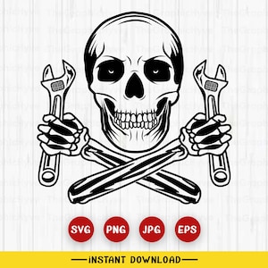 Skull Mechanic 2 SVG | Mechanic Svg | Mechanic Shirt | Mechanic Skull Shirt Svg | Wrenches Svg | Mechanic Skull | Cut Files