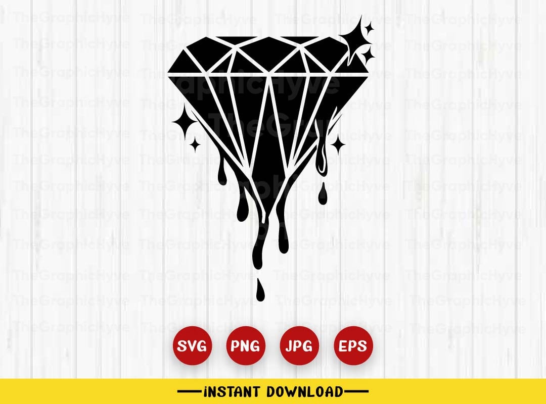 Dripping Diamond SVG File Crystal SVG Gemstone Decal T-shirt Sticker