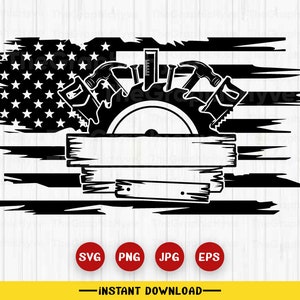 US Flag Carpenter Tools Svg, US Carpenter Tools Svg, Builder Svg, Contractor Svg, Flag Builder Svg, Technician Toolbox Svg