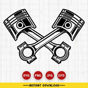 Engine Piston SVG | Mechanic Piston SVG | Piston Svg | Piston Vector | Piston Silhouette | Piston Clipart | Crossed Piston | Cut Files