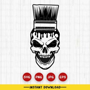Painter Skull SVG || Skull svg | Painter svg | Painter Clipart | Painter Cutfile | Painter png | Skull png | Painter Shirt svg | Paint svg