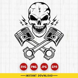 Skull Engine Piston SVG | Mechanic Piston SVG | Piston Svg | Piston Vector | Piston Silhouette | Piston Clipart | Crossed Piston | Cut Files