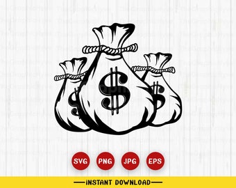Money Bag Digital Downloads, Money Bag Svg, Money svg, Dollar Svg, Money Clipart, Money Stencil, Dollar Sign Money bag svg, Money in bag svg