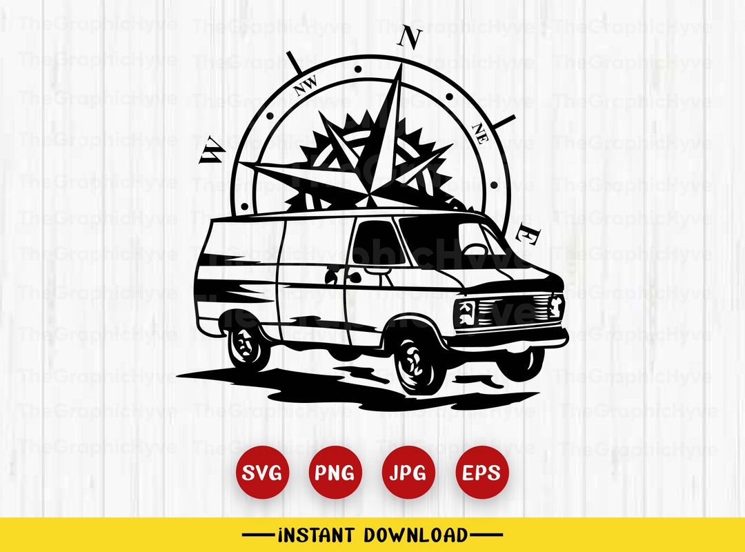 Compass Rv Decal Svg Outdoor Caravan With Compass Svg | Camping Van Svg | Camping Svg ...