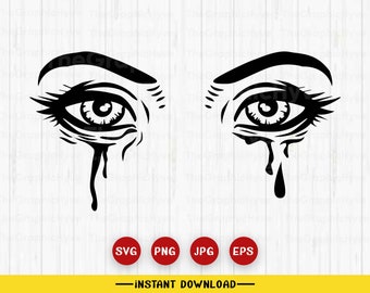 Crying Woman Face SVG | Sad Girl SVG | Depressed Lady SVG Eyes Cry Tear | Cutting File Clipart Vector Digital Dxf Png Eps Ai