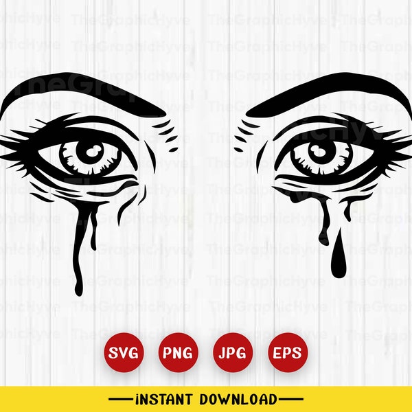 Crying Woman Face SVG | Sad Girl SVG | Depressed Lady SVG Eyes Cry Tear | Cutting File Clipart Vector Digital Dxf Png Eps Ai
