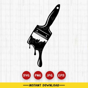 Dripping Paint Brush Svg | Dripping Paint And Paint Brush Clipart Svg | Dripping Paint Bucket Sticker Cut File Design