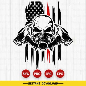 US Skull Firefighter SVG | Firefighter svg | Fireman Firefighter | Skull Fireman svg | Firefighter axe svg | Western Fireman Svg, jpeg, png