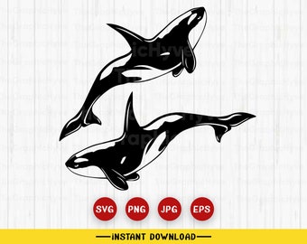 Killer Whale SVG | Orca cut file for laser, svg file, wall decor, svg for Cricut, Silhouette decal, Orca Clip Art vinyl