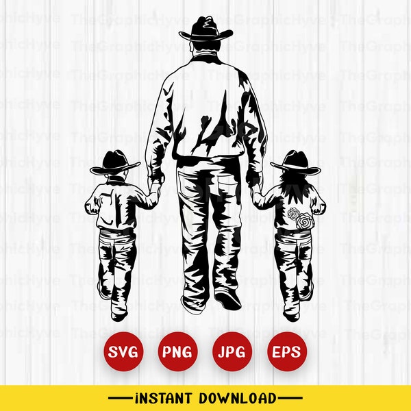 Dad and Son Daughter Cowboy SVG| Cowboy Dad SVG | Dad Svg| Dad Life SVG| Dad and Son Svg | Cowboy png, Cowboy svg, Ranch Dad, fathers day