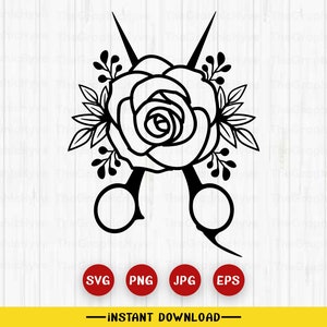 Hair Dresser SVG | Scissor Flowers | Hair Stylist Svg | Hair Dresser Cut File | Hair Salon Svg | Floral Scissors Svg, png, eps, jpeg