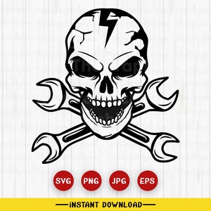 Skull Mechanic SVG 2 | Mechanic Clipart | Skilled Skull Svg | Skull Mechanic Svg | Wrenches Svg | Skull Svg | Mechanic Skull Png | Cut File