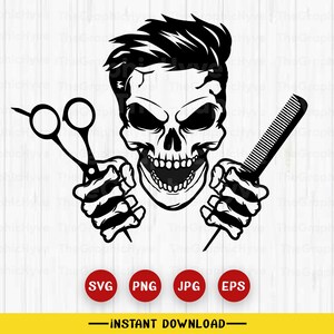 Barber Skull SVG | Barber Svg | Barber Clipart | Barber Sharp | Barber Shirt | Barber Png | Barber Skull Illustration |Barber Cut Files