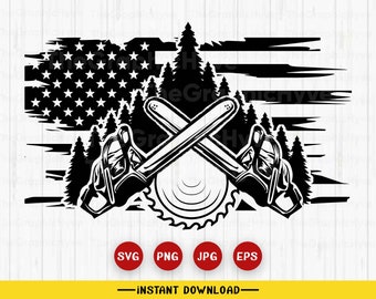 US Chainsaw Lumberjack Scene svg| Chainsaw svg| Lumberjack svg| Logger svg| Lumberjack Clipart| Logging svg| Lumberjack Cutfile| Chainsaw