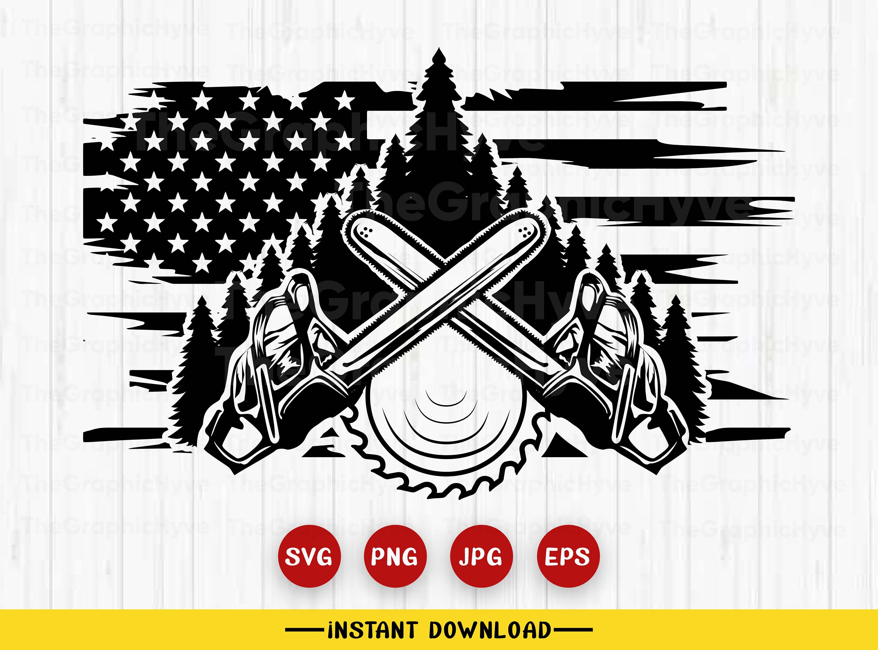 US Chainsaw Lumberjack Scene Svg Chainsaw Svg Lumberjack Svg Logger Svg