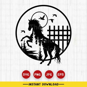 Horse Scene svg | Horse Clipart | Horse Cutfile | Horse png | Horse Shirt svg | Horse Stencil | Camp Life svg | Outdoor Scene svg | Boho svg