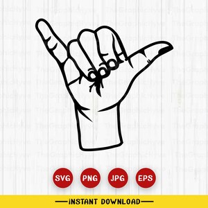 Shaka Hand Sign Svg | Shaka Svg | hand Sign Svg | Hang Loose svg | Vector, png, jpeg, cutting files