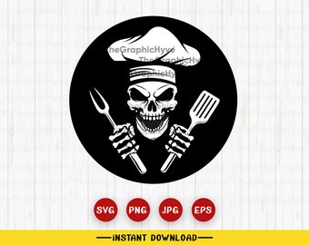 Chef Skull SVG | Master Chef Svg | Chef Svg | Chef Skull Clipart | Chef Clipart | Grill Master Svg |Chef Skull Shirt| Chef Png | Cut Files