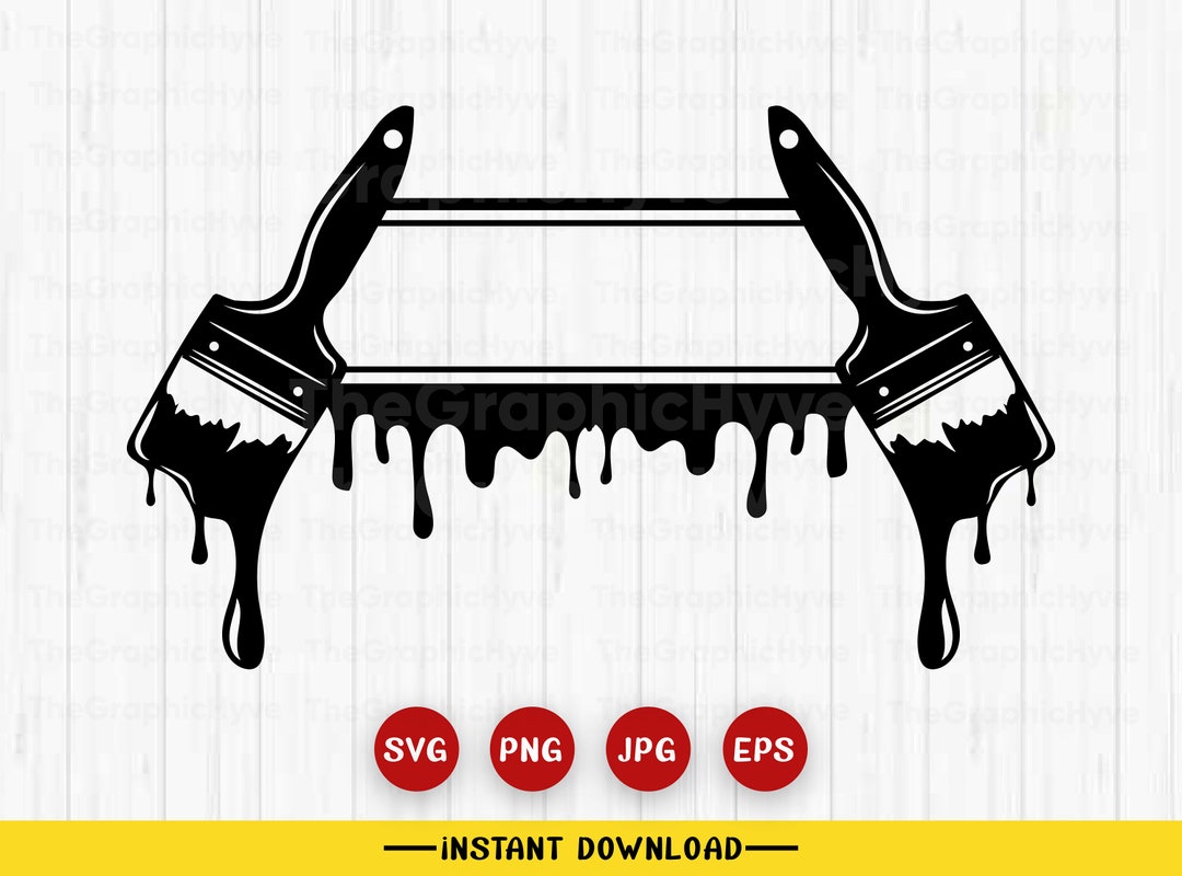 Dripping Paint Brush Layout With Name Placement Svg Dripping Paint and
