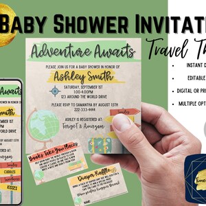 Baby Shower Invite | Travel Theme Invite | Travel Invitation | Travel Baby Shower | Travel Digital Invite | Digital Baby Shower Invite |