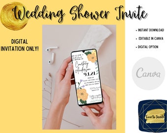 Floral Digital Wedding Shower Invitation | Digital Wedding Shower Invite | Editable Wedding Shower Invite | Editable Digital Invite