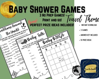 Baby Shower Games | Travel Theme Baby Shower Games | Shower Games | Travel Themed | Easy Baby Shower Games | Printable Shower Games