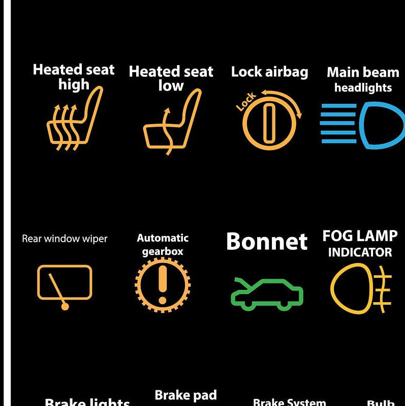 60 Car Dashboard Icons Svg:eg. Error Message, Check Engine, Fault, Dashboard  Vector Illustration, Gas Level, Air Suspension, Collection,dash -  UK