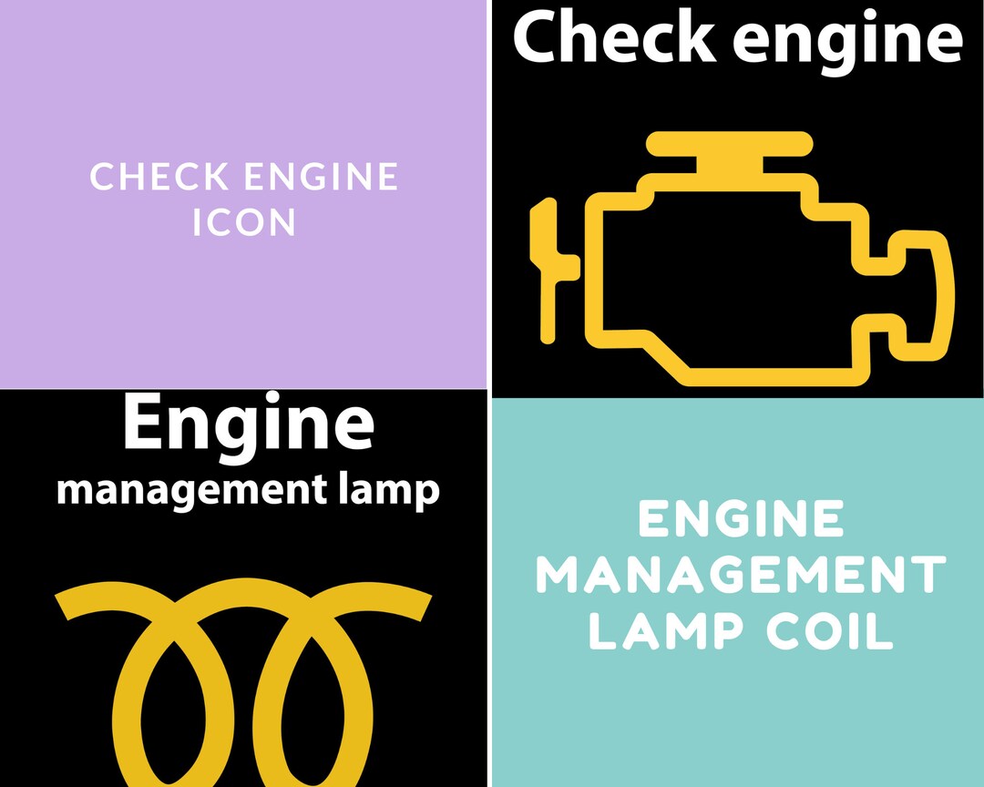 Check Engine Icon. Engine Management Lamp. Warning Dashboard Signs