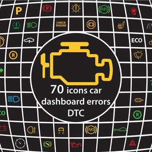 Vintage Dashboard Tachometer-Symbole - Automobil-DTC-Symbole - Paket mit 70 größenverstellbaren Symbolen - SVG PNG Jpg