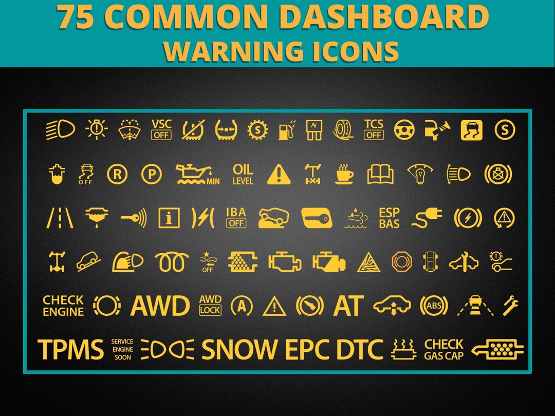 75 Highquality Car Common Dashboard Warning Icons Dashboard Symbols
