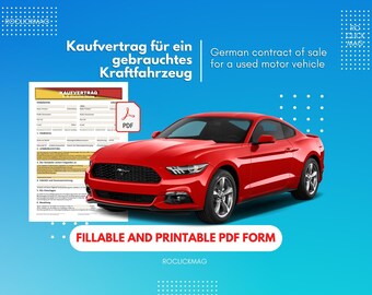 Bearbeitbare deutsche Autoverkaufsvertragsvorlage - Ausfüllbares PDF Kaufvertrag - Sofortdownload