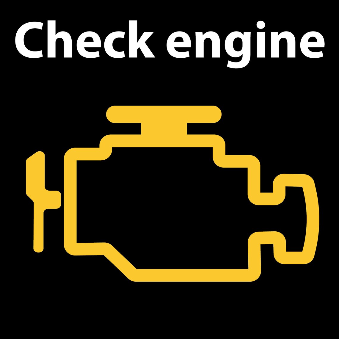 Check Engine Icon. Engine Management Lamp. Warning Dashboard Signs