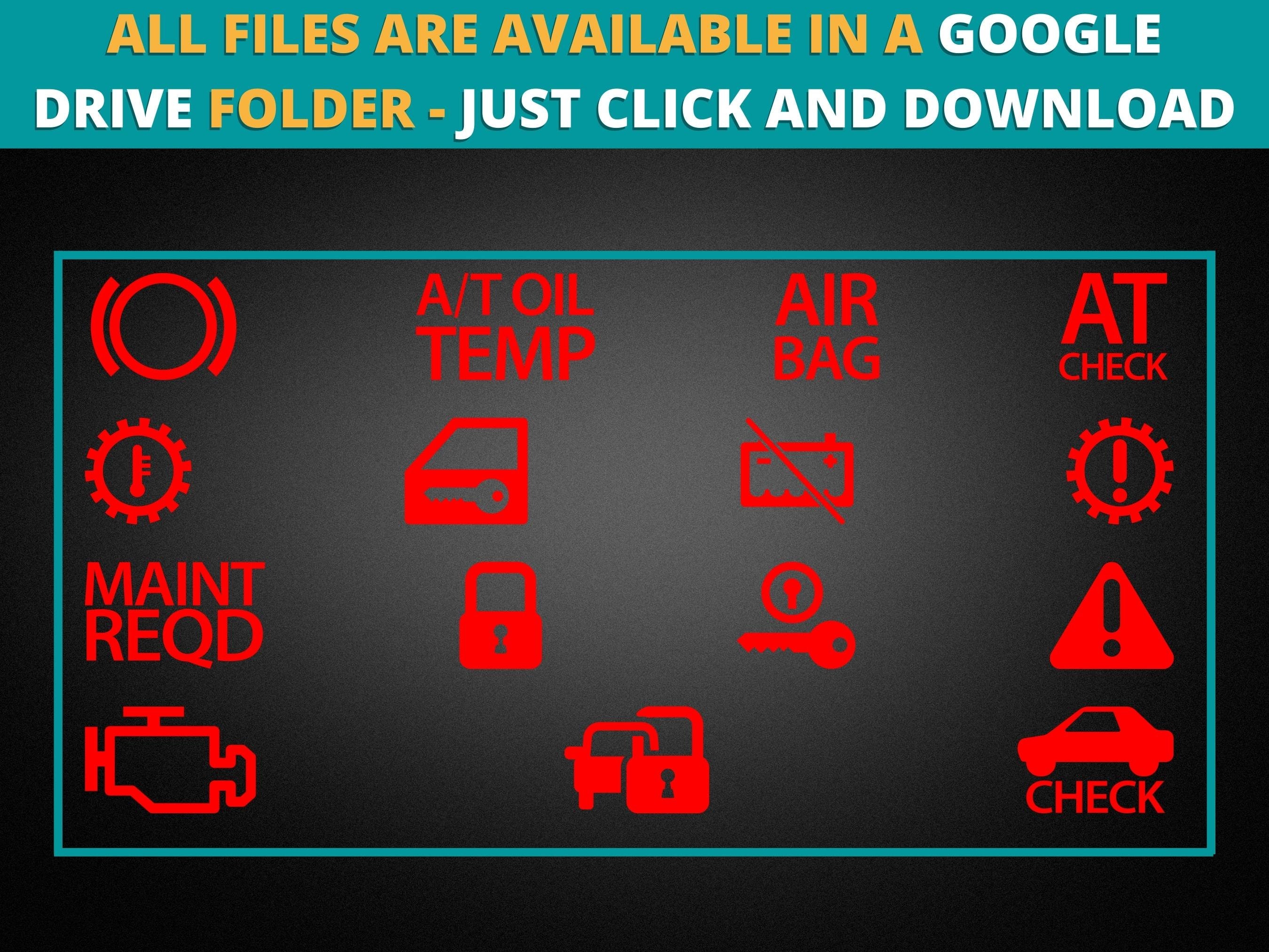 27 Car Red Warning Dashboard Icons Bundle - Brakes, Airbag, Check Engin ...