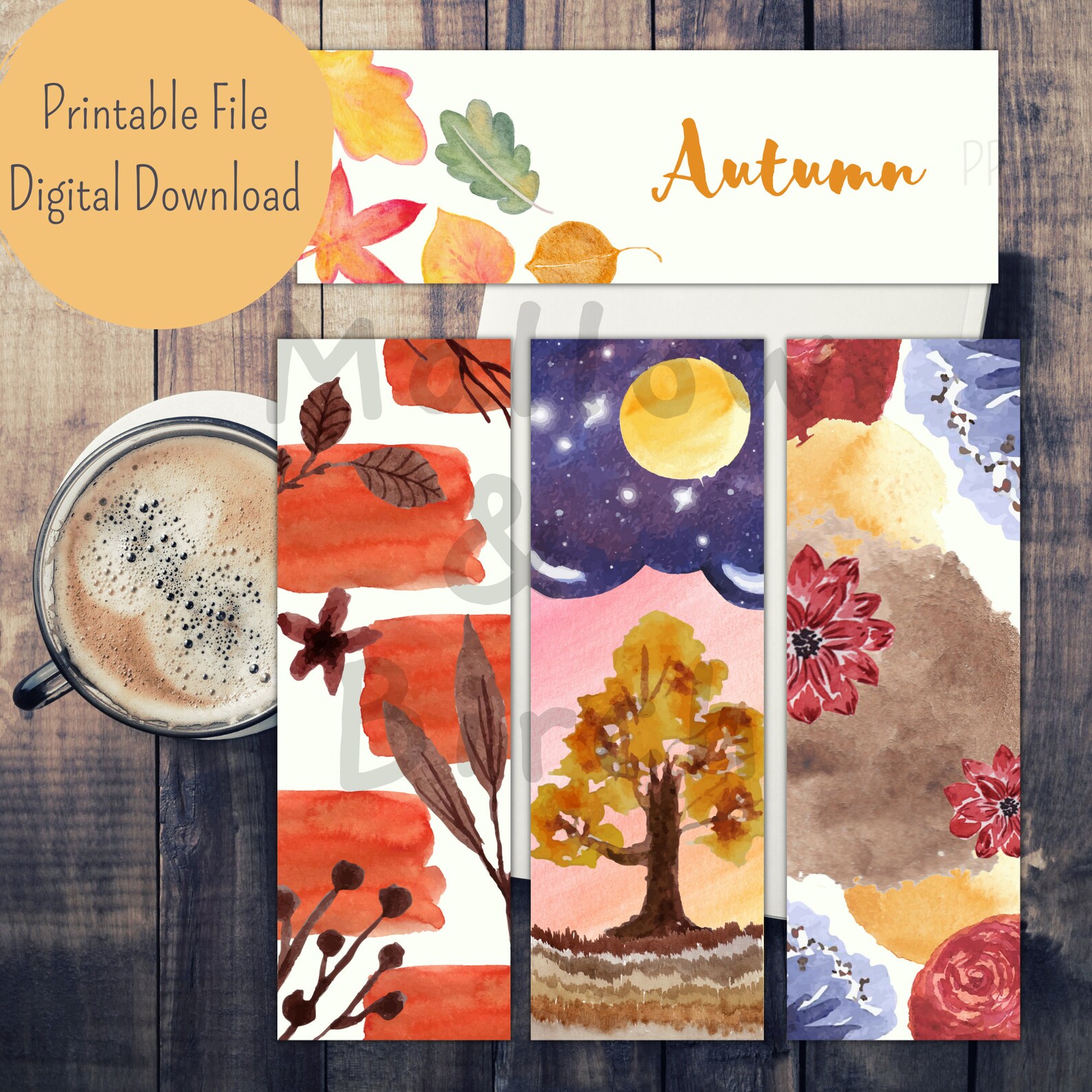 Printable Bookmark Autumn Bookmarks Set of 4 Printable - Etsy